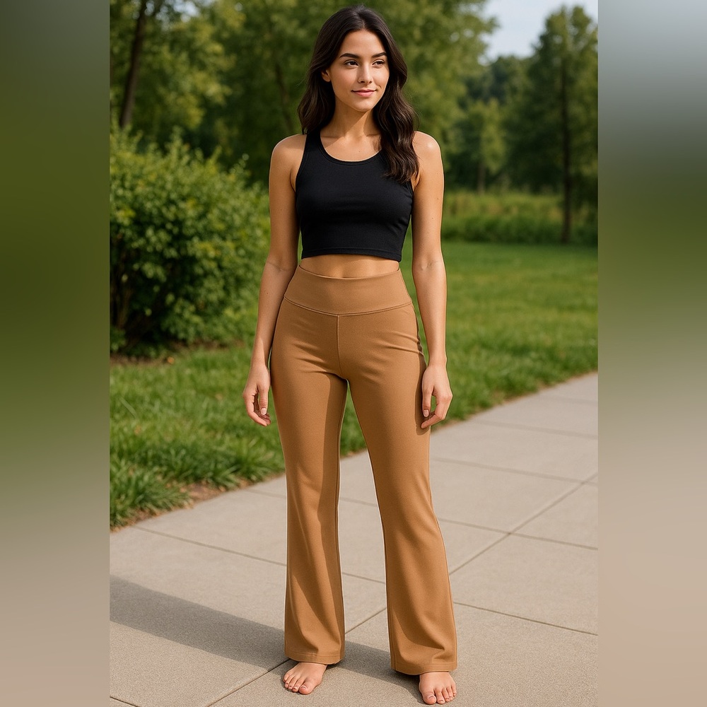 NEW! Free People FP Movement Flare Leggings Side Slit Cocoa Bronze Small